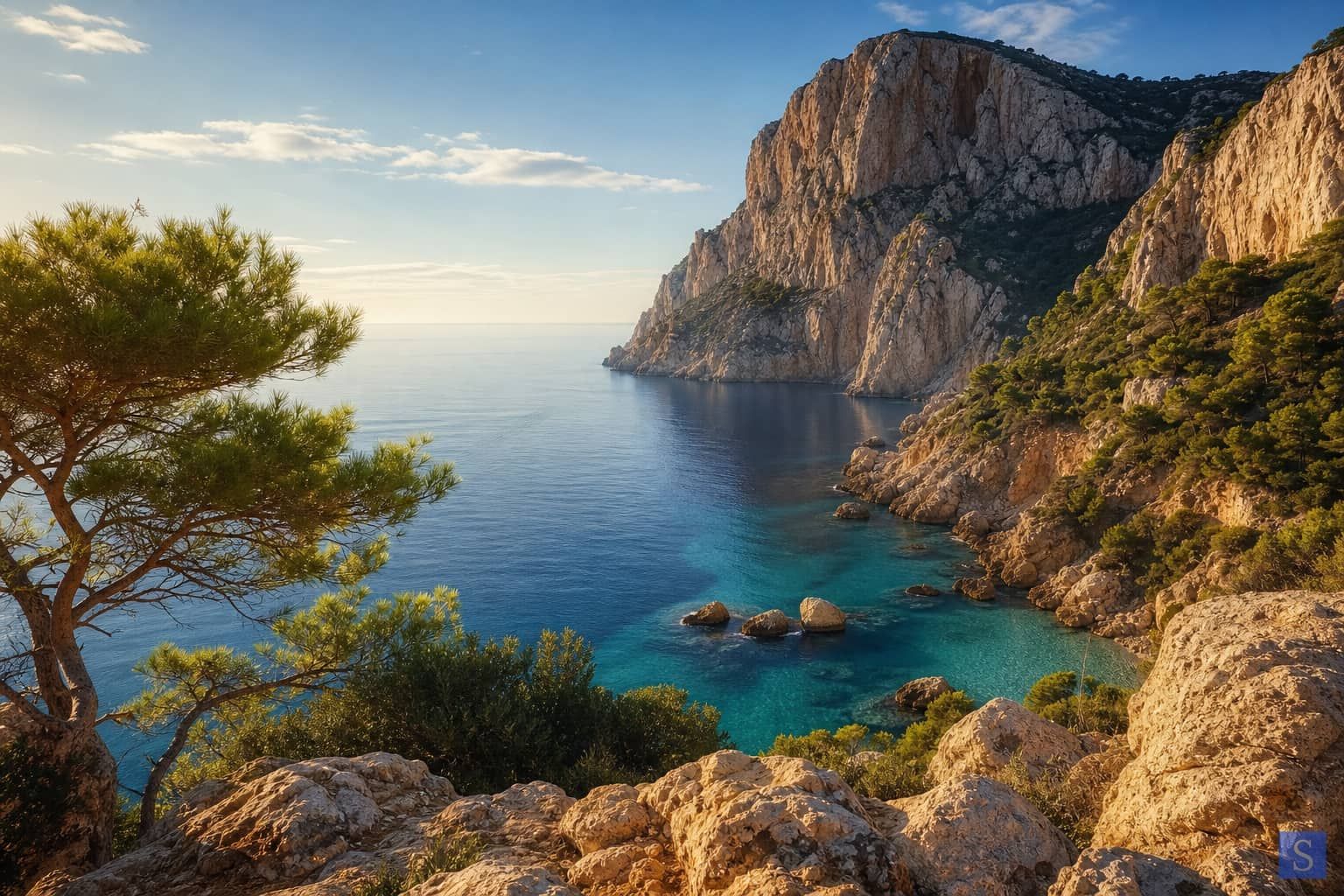 White hilltop old town of Altea overlooking the blue Mediterranean, Costa Blanca